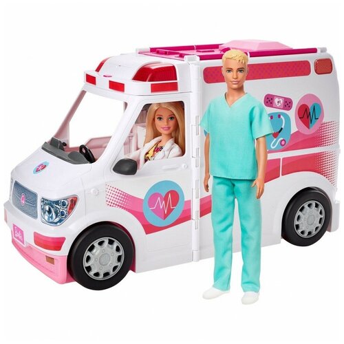 фото Набор игровой barbie кем быть? клиника 2 куклы+машина скорой помощи gmg35