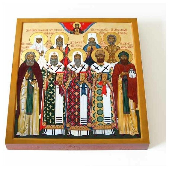 Избранные Московские святые, икона на доске 14,5*16,5 см