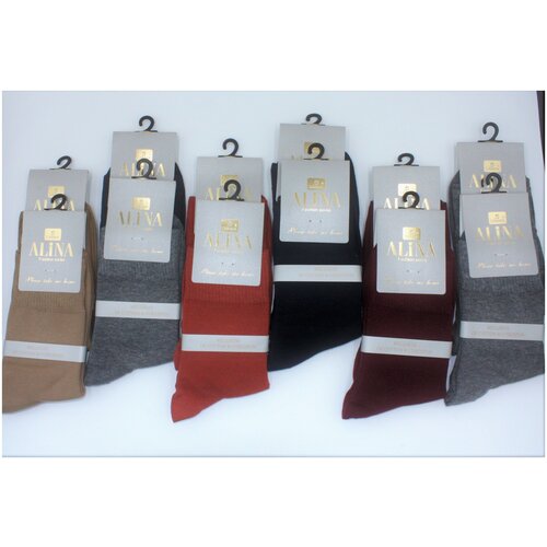 фото Носки женские alina zb010 / 12пар , серые, синие, бордовые, бежевые, темно-оранжевые, размер 36-41