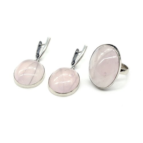 Комплект бижутерии Радуга Камня: кольцо, серьги, кварц, размер кольца 19, розовый комплект бижутерии радуга камня кольцо серьги кварц размер кольца 17 розовый