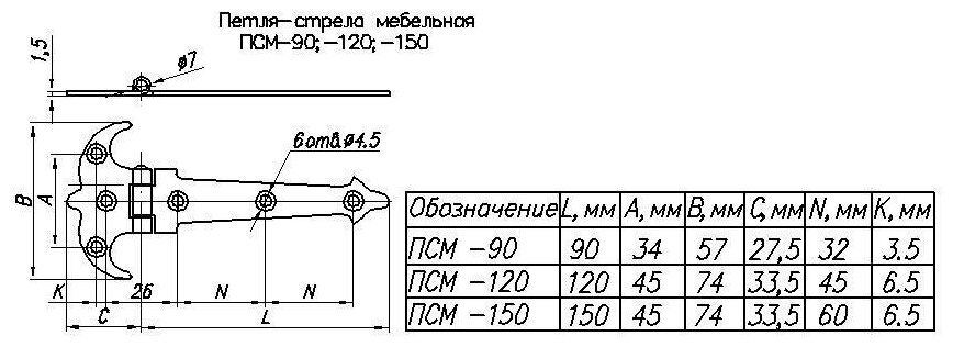 Петля-стрела мебельная ноэз ПСМ-150-SL черный матовый - фотография № 5