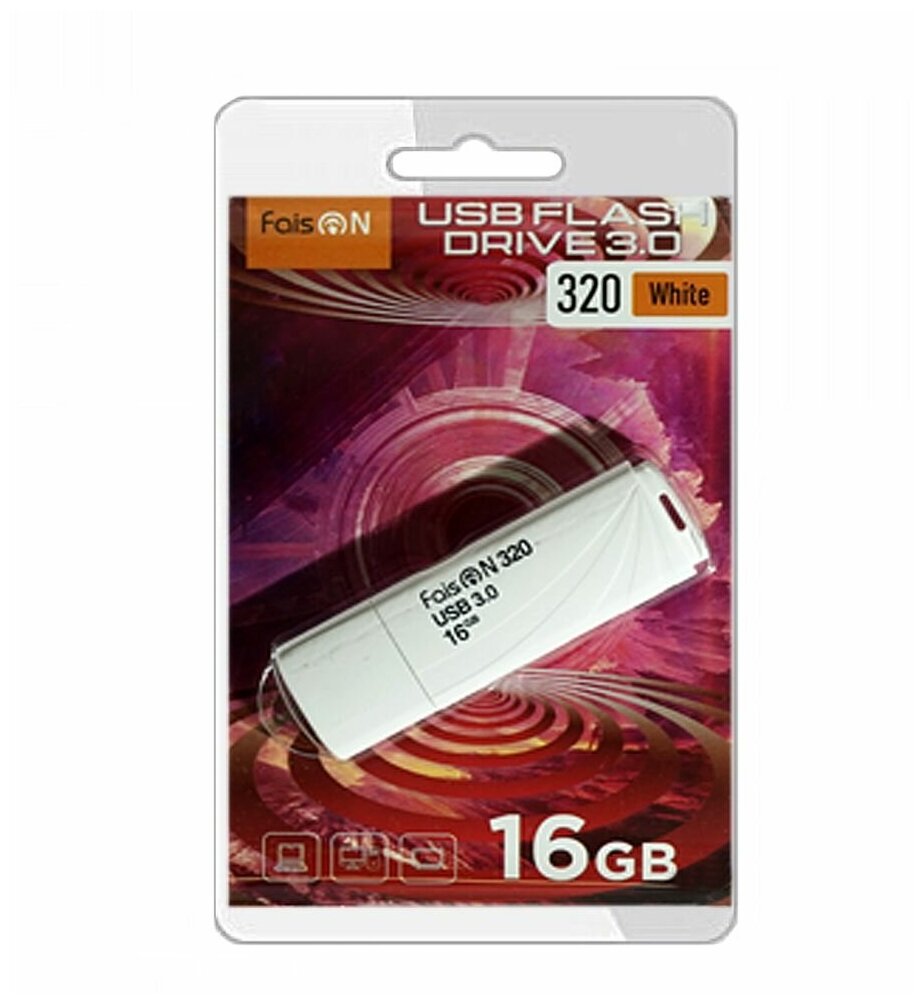 Флешка 16Gb FaisON 320, USB 3.0, белый