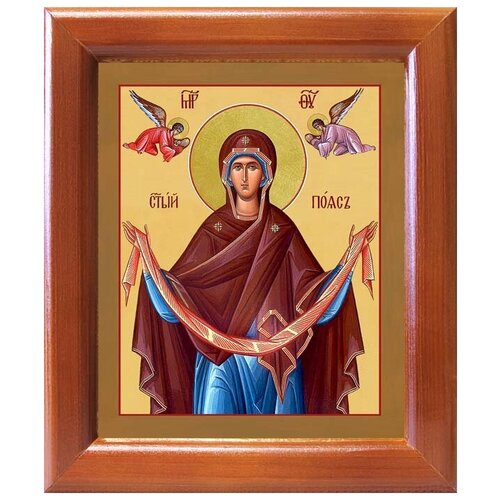 Святый Пояс Пресвятой Богородицы, икона в рамке 12,5*14,5 см святый пояс пресвятой богородицы икона на доске 20 25 см