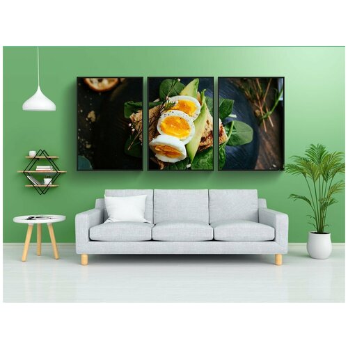 фото Набор модулных постеров для интерьера "зеленый, лист, овощ" 60x90 см. в тубусе, без рамки lotsprints