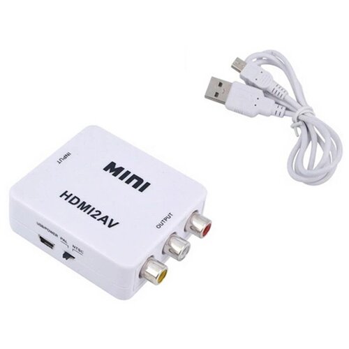 Переходник-конвертер HDMI - AV (тюльпан) rca av to hdmi compatible converter av cvsb l r video box hd 1080p 60hz av 2 hdmi support ntsc pal output for monitor display