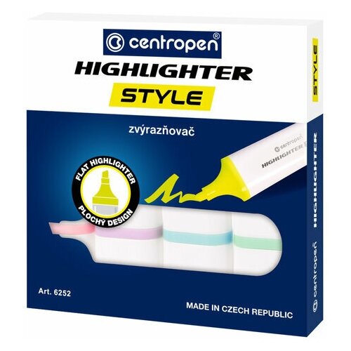 фото Набор маркеров-текстовыделителей centropen style 6252 (1-4.6мм, 4 пастельных цвета, белый корпус) 4шт., 2 уп. (4 6252 0404)