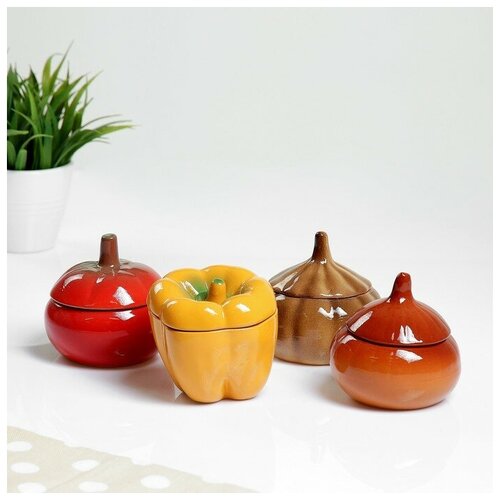 фото Набор горшков для запекания "весёлая семейка" 4х0,25л борисовская керамика