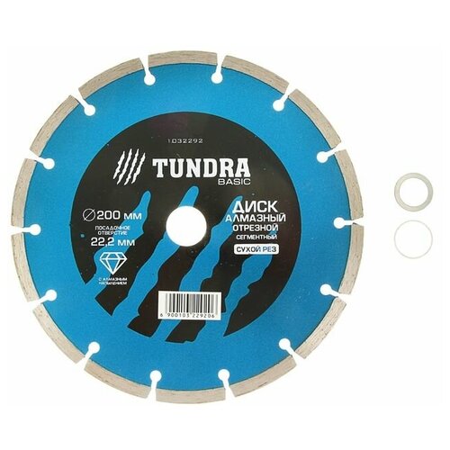 Диск алмазный отрезной TUNDRA, сегментный, сухой рез, 200 х 22 мм диск алмазный отрезной tundra сегментный сухой рез 180 х 22 мм tundra 1032291