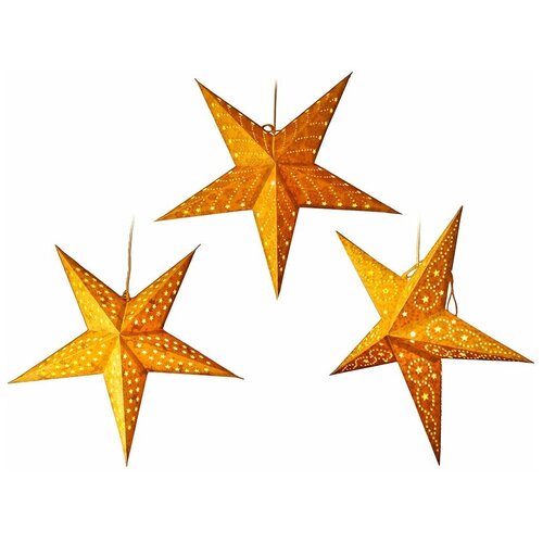 Подвесная светящаяся бумажная звезда плафон, золотистая, 60 см, Kaemingk