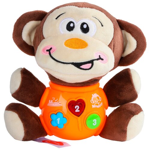 фото Развивающая мягкая игрушка тм "smart baby" "обезьяна" цвет оранжевый, 17 звуков природы , сказок, мелодий.18.5/11.2/23.8