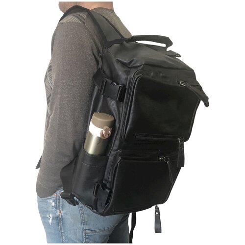 фото Сумка дорожная сумка-рюкзак , экокожа, 43х24, ручная кладь, черный bental