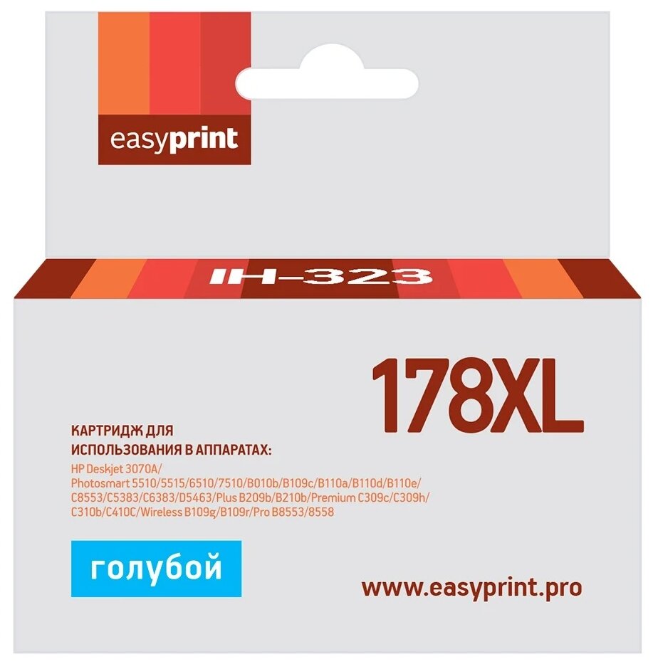 Easyprint Cb323he Картридж 178xl для HP Deskjet 3070A/Photosmart 5510/6510/C8583, голубой, с чипо .