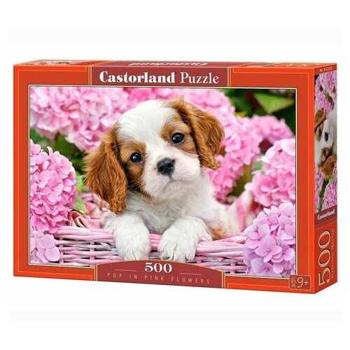 пазлы castorland щенок в цветах 180 дет b1 018185 Пазл Castorland Щенок в цветах, 500 деталей