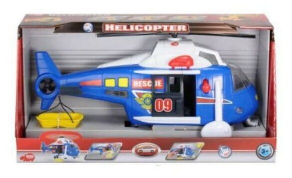 Вертолет Dickie Toys Спасательная служба с лебедкой, звуковыми и световыми эффектами, 32 см (3308356) - фото №3
