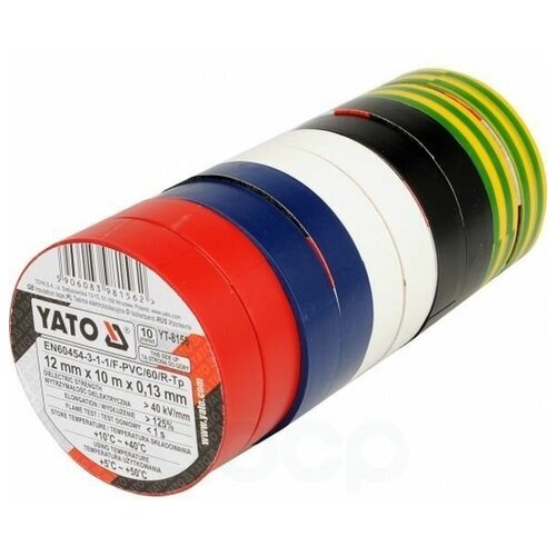 Изоленты 12ммх10м 10шт 5 Цветов YATO арт. YT8156