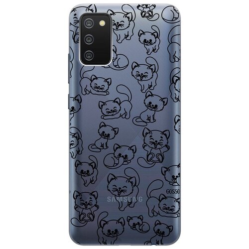 ультратонкий силиконовый чехол накладка для samsung galaxy s20 ultra с 3d принтом cute kitties Ультратонкий силиконовый чехол-накладка ClearView для Samsung Galaxy A02s с 3D принтом Cute Kitties