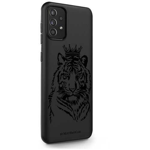 фото Черный силиконовый чехол musthavecase для samsung galaxy a52 тигр с короной для самсунг галакси а52