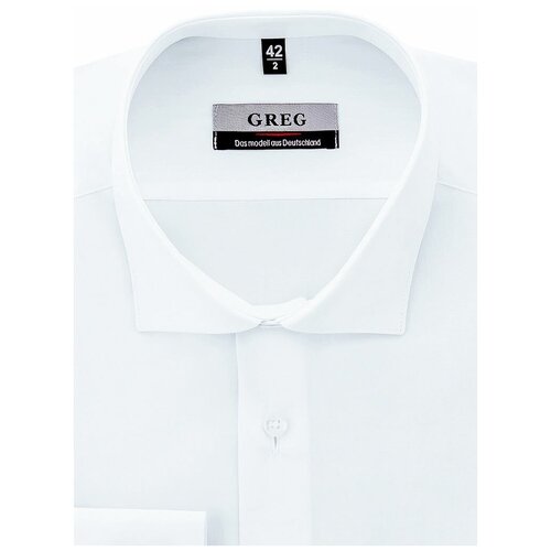 Рубашка мужская длинный рукав GREG 100/199/WHITE/Z_GB, Полуприталенный силуэт / Regular fit, цвет Белый, рост 164-172, размер ворота 45