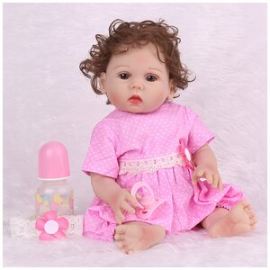 Фото Kaydora Виниловая кукла Реборн (Reborn Dolls) - Девочка в розовом платье в горошек (43 см)
