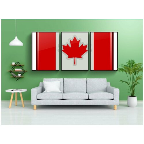 фото Набор модулных постеров для интерьера "канада, флаг, иконы" 60x90 см. в тубусе, без рамки lotsprints