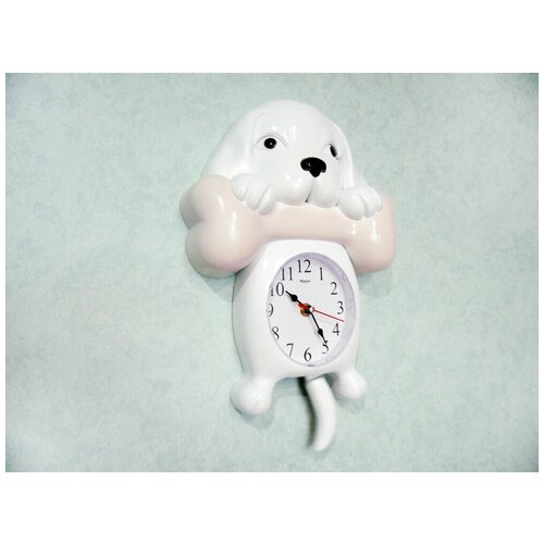фото Часы настенные в детскую "собачка" белые bliss-time