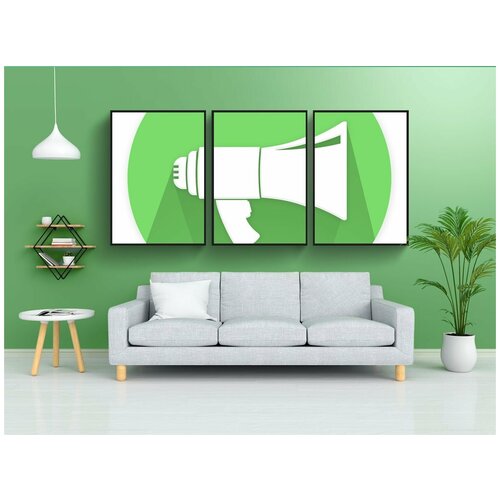 фото Набор модулных постеров для интерьера "громкая связь, икона, оратор" 60x90 см. в тубусе, без рамки lotsprints