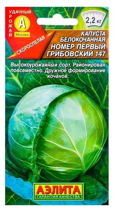Семена Капуста белокочанная "Номер первый Грибовский 147", 0,5 г