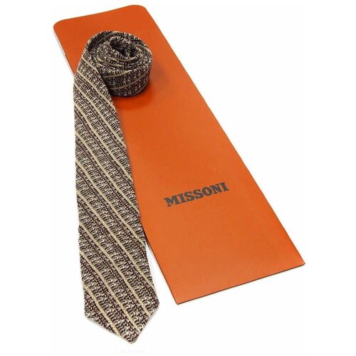 Красивый вязаный коричнево-песочный галстук Missoni 8ZAKF8