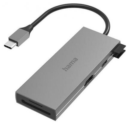 Разветвитель USB Type-C HAMA H-200110 USB Type-C 2 х USB 3.0 microSD SD серый