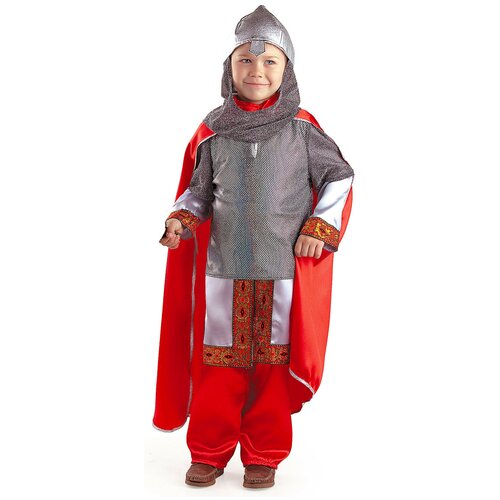 фото Костюм богатыря детский батик 34 (140 см) (кольчуга, рубаха, шлем, брюки, плащ, меч)