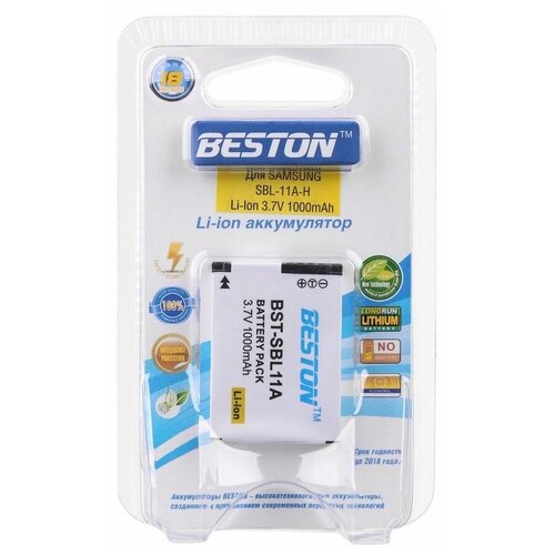 аккумулятор для фотоаппаратов beston kodak bst klic 7004 h 3 7 в 750 мач Аккумулятор BESTON для фотоаппаратов SAMSUNG BST-SBL-11A-H/ SLB-11A-H, 3.7 В, 1000 мАч