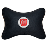 Автомобильная подушка на подголовник алькантара Black с логотипом автомобиля FIAT - изображение