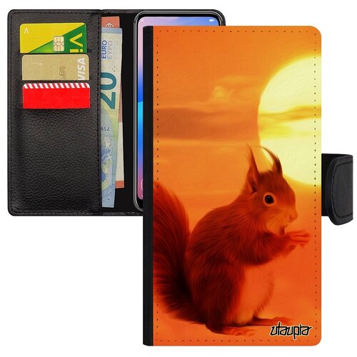 фото Простой чехол книжка на смартфон // iphone 8 // "белка" летяга векша, utaupia, оранжевый