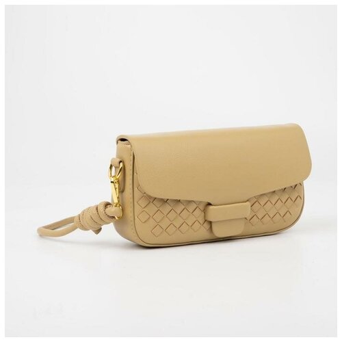 фото Сумка-мессенджер, отдел на клапане, длинный ремень, цвет бежевый mikimarket