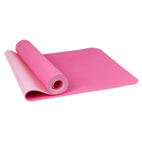 Коврик для йоги 183 х 61 х 0,6 см, двухцветный, цвет розовый (1 шт.)