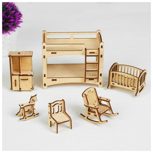 Набор деревянной мебели для кукол «Детская», 6 предметов, конструктор детская мебель табуреты дети стол и табурет дерево кресло качалка детский стол и стул silla infantil