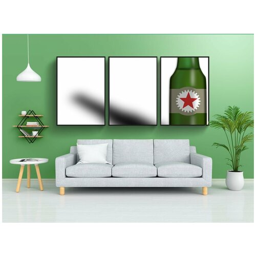 фото Набор модулных постеров для интерьера "пиво, бутылка, напитки" 60x90 см. в тубусе, без рамки lotsprints