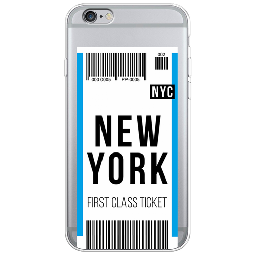Силиконовый чехол на Apple iPhone 6 / Айфон 6 Билет в Нью-Йорк, прозрачный силиконовый чехол на apple iphone 12 айфон 12 билет в нью йорк прозрачный