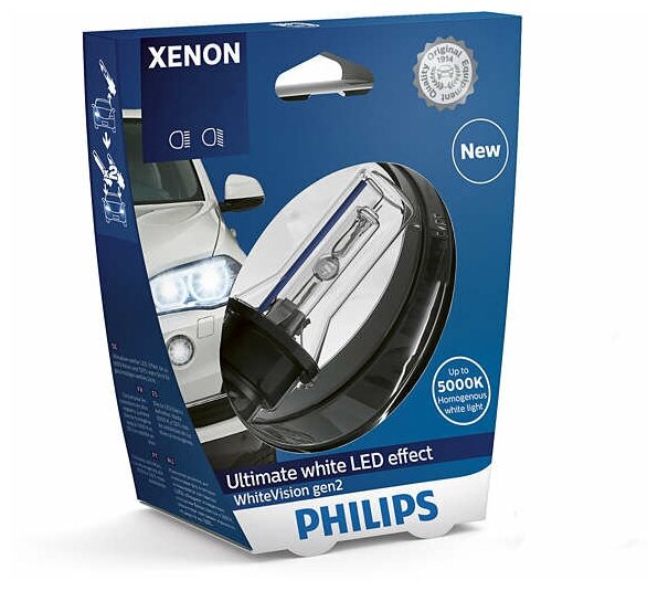 Лампа D3S 42V 35W White Vision +150 GEN2 PK32D-5 S1 PHILIPS-42403WHV2S1