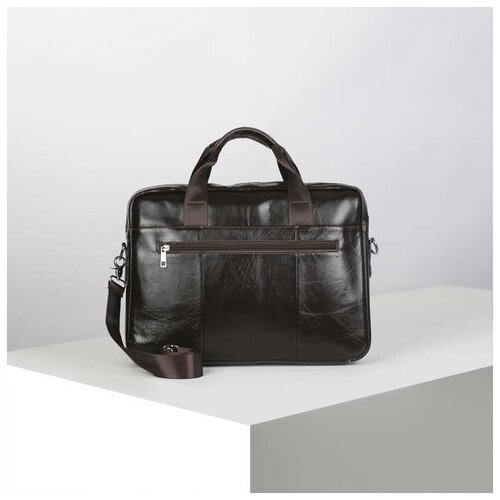 фото Ооо ск сумка деловая на молнии, 3 наружных кармана, цвет коричневый