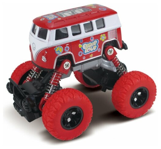 Автобус Funky Toys Die-cast, инерционный механизм, рессоры, красный, 1:46 61076