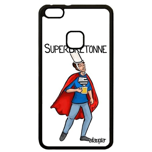 фото Противоударный чехол на мобильный // huawei p10 lite // "супербретонка" комичный рисунок, utaupia, белый