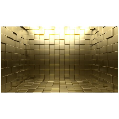 Флизелиновые фотообои Уютная стена Стена из золотых кирпичей 3D 480х270 см с текстурой Песок