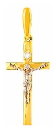 Крестик Бриллианты Костромы, желтое золото, 585 проба, бриллиант