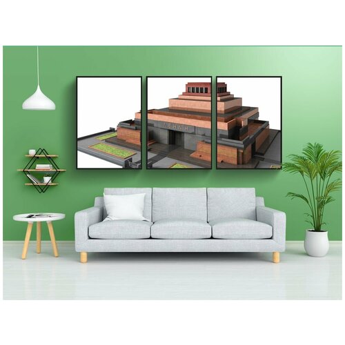 фото Набор модулных постеров для интерьера "ленин, мавзолей, москва" 60x90 см. в тубусе, без рамки lotsprints