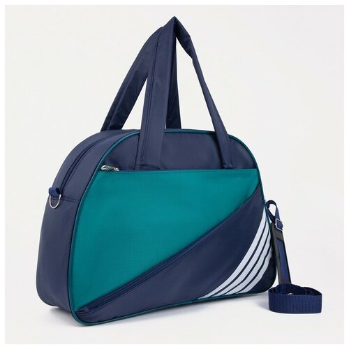 фото Сумка спортивная на молнии, без подкладки, наружный карман, цвет синий/бирюзовый зфтс