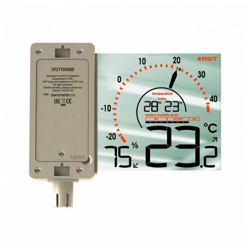 Оконный термометр-гигрометр с инверсивным зеркальным дисплеем RST01088 389000₽