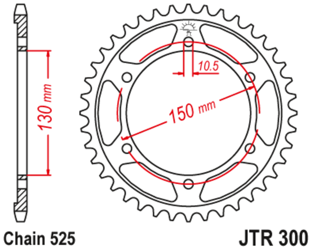 Звезда задняя (ведомая)(сталь) JT 300.43