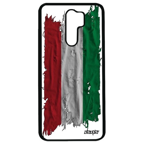 фото Противоударный чехол на // xiaomi redmi 9 // "флаг венгрии на ткани" дизайн страна, utaupia, белый