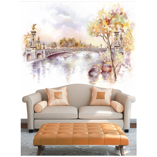 Фотообои Hit Wall 200х150 флизелиновые Город деревья золотая осень для спальни прихожей кухни гостиной